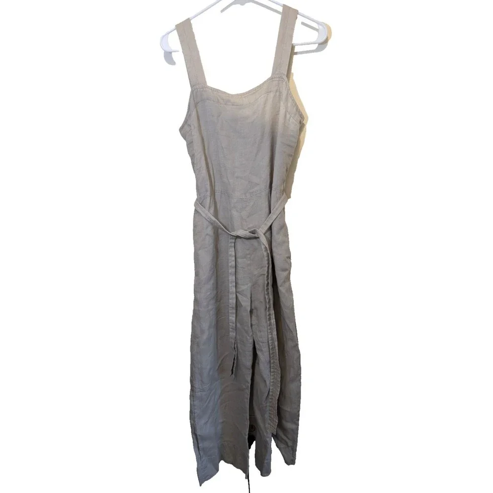 Quince 100% European Linen Square Neck Jumpsuit Adjustable Straps Small